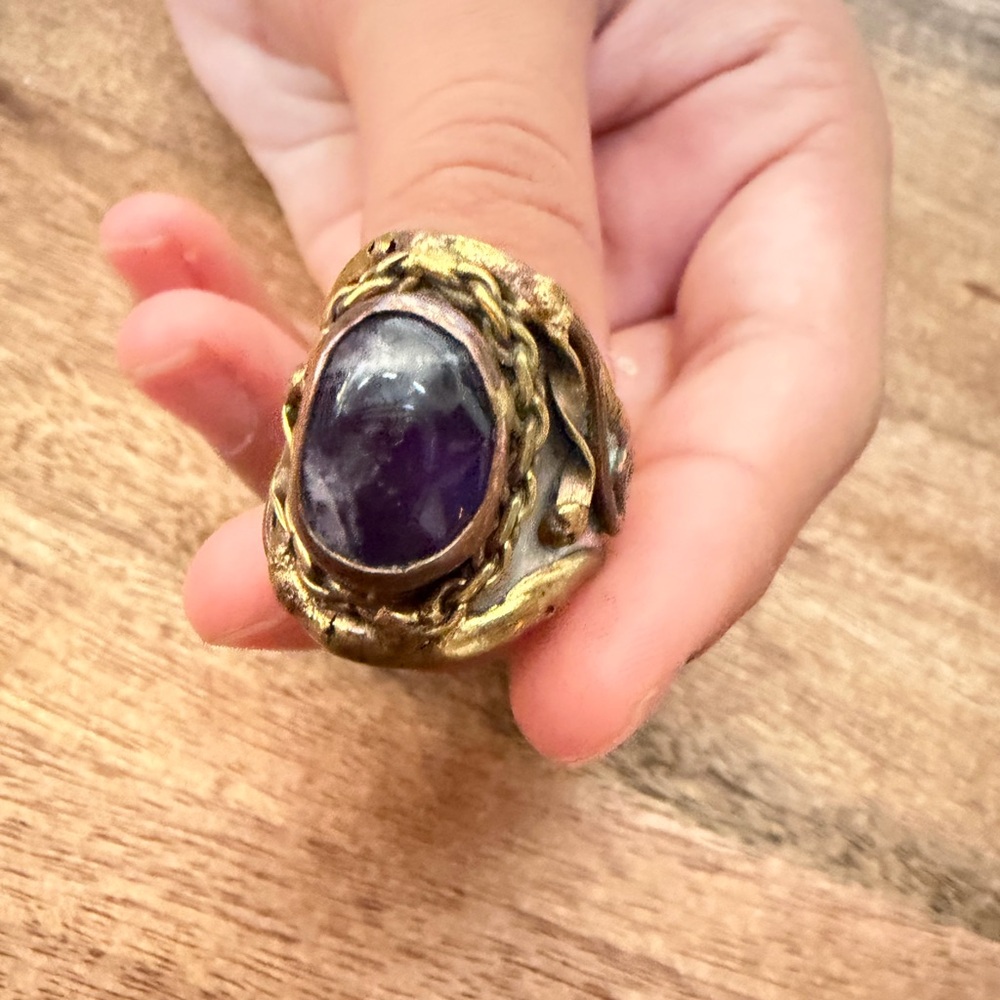 Amethyst Mixed Metal Statement Ring - image 6